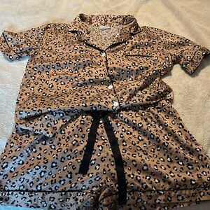 Leopard Satin Pajama Set